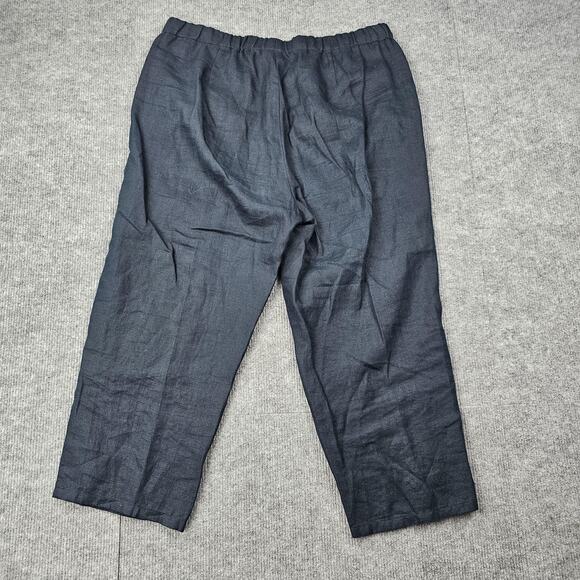 J Jill Love Linen Pants Womens Medium Navy Blue Pull On Elastic Waist Relaxed - Picture 6 of 6